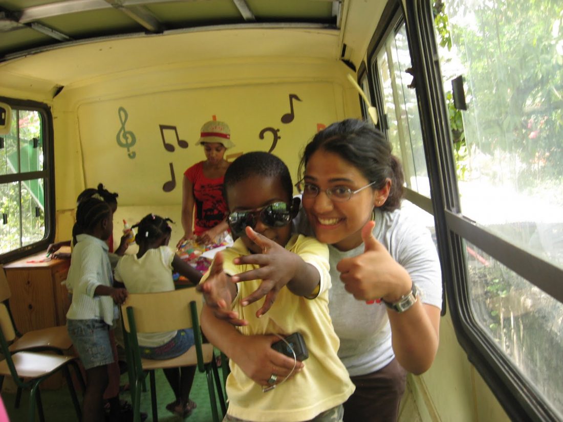 Amritaa and child in school